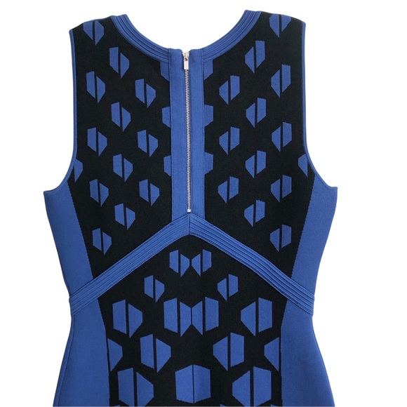 Diane Von Furstenberg Blue Black Franca Sleeveless Bodycon Dress S EUC - Picture 4 of 9